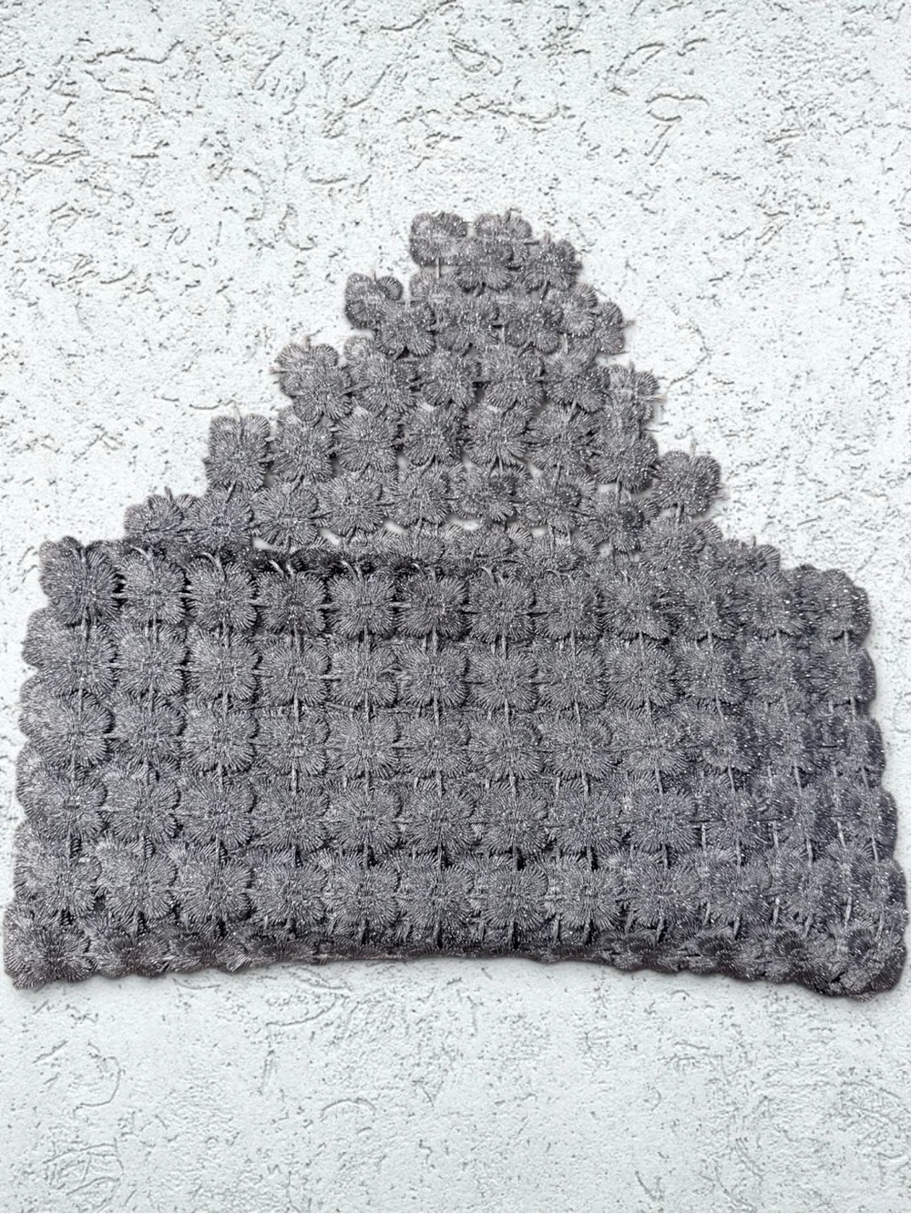 🌻VINTAGE Silver Crochet Flower / Star Stitch variant Beautiful Runner.